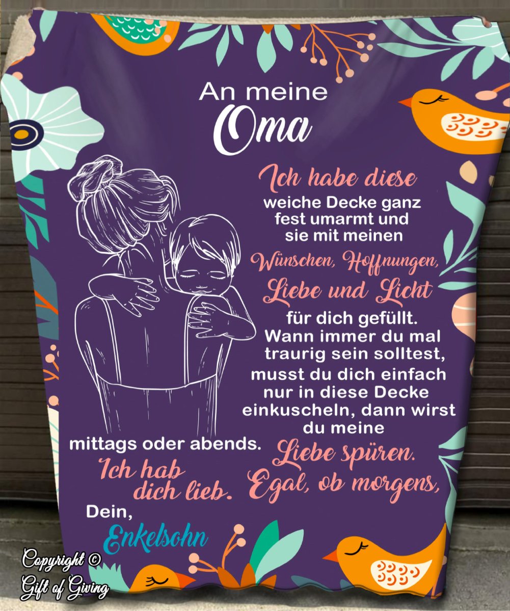 "An meine Oma" Decke - Vögel und Blumen - Gift of Giving DE
