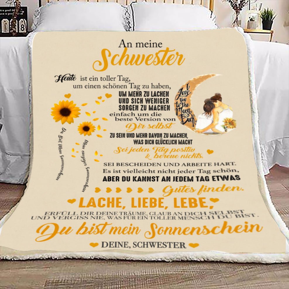 "An meine Schwester" Decke - Mond und Sonnenblume - Gift of Giving DE