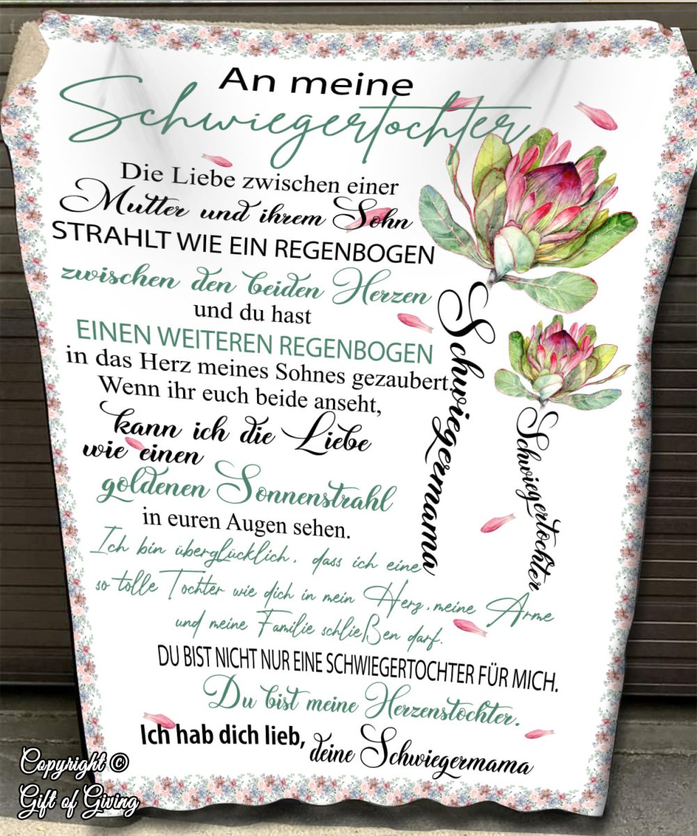 "An meine Schwiegertochter" Decke - Blume - Gift of Giving DE