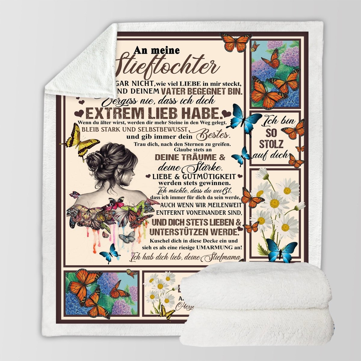 "An meine Stieftochter" Decke - Schmetterling - Gift of Giving DE
