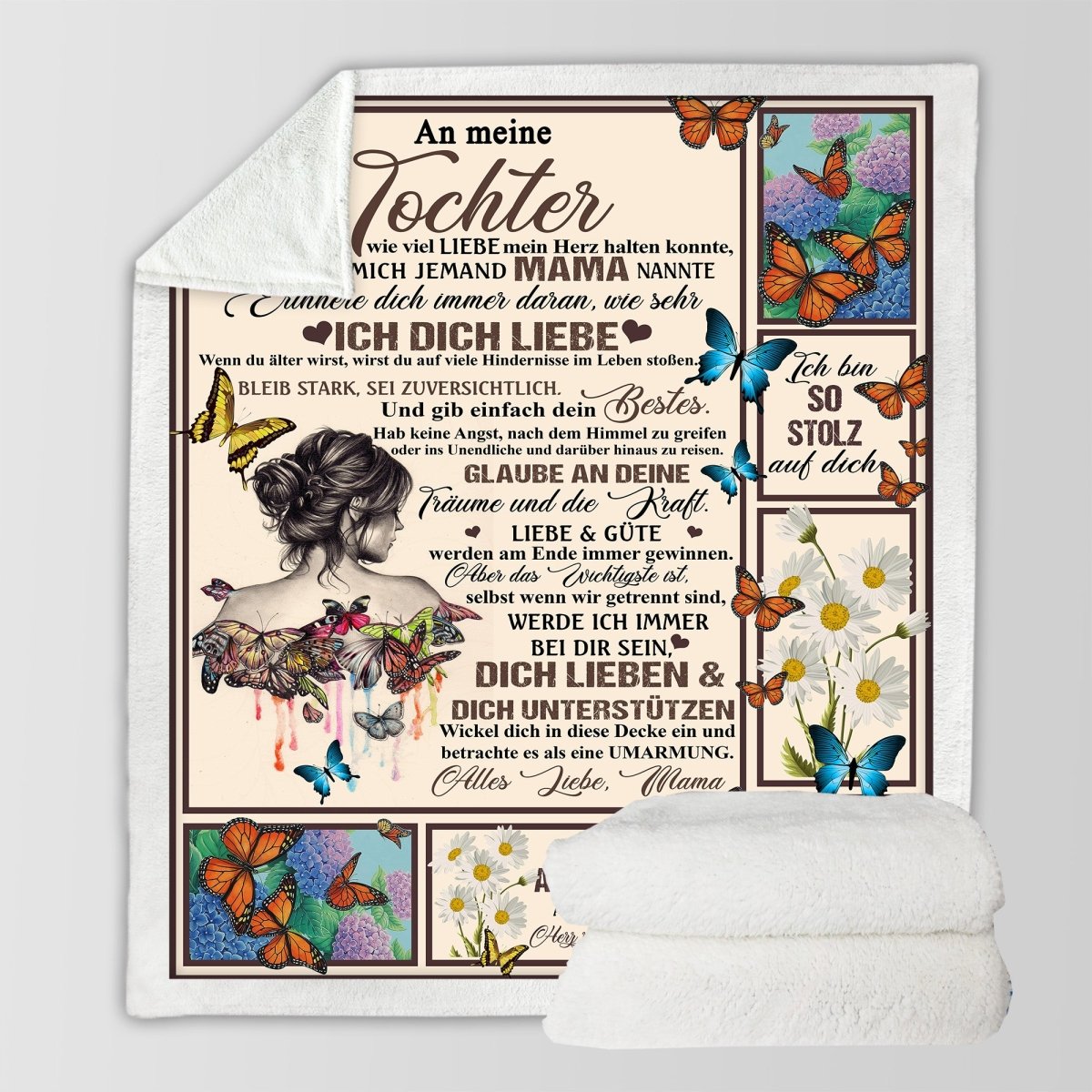 "An meine Tochter" Decke - Schmetterling - Gift of Giving DE