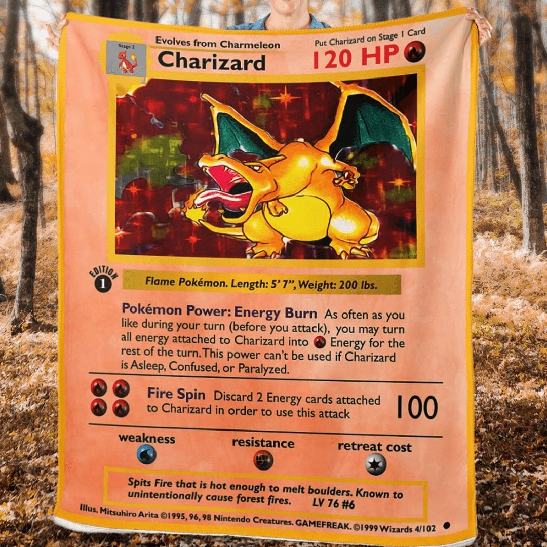 Entwickelt sich aus Charmeleon "Charizard" Blanket - Flammen Pokémon - Gift of Giving DE